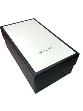 Gucci Black and Off White Logo Shoe Box Dust Bag Ribbon